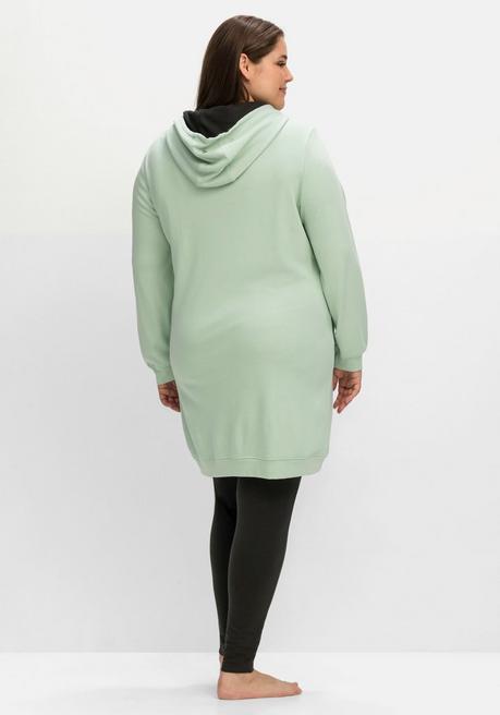 Sheego Jersey-Kapuzenkleid Mit Kontrastdetails - Mint Sheego
