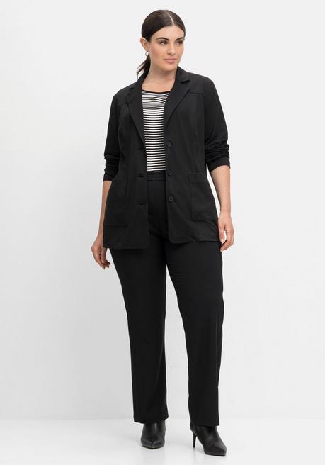 Sheego Jerseyblazer Mit Reverskragen, Leicht Tailliert - Schwarz Sheego