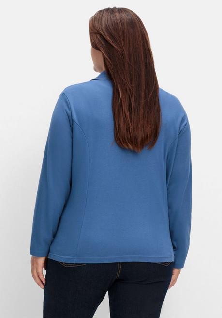 Sheego Jerseyblazer Mit Reverskragen Und Knopfverschluss - Jeansblau Sheego