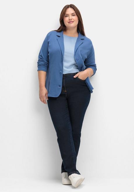 Sheego Jerseyblazer Mit Reverskragen Und Knopfverschluss - Jeansblau Sheego