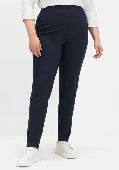 sheego Jerseyhose aus Interlock, schmale Beinform - nachtblau sheego