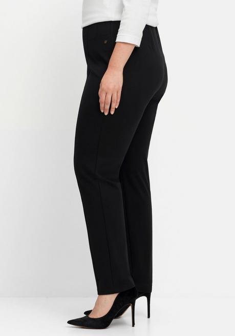 Sheego Jerseyhose Aus Interlock, Schmale Beinform - Schwarz Sheego