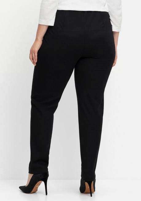 Sheego Jerseyhose Aus Interlock, Schmale Beinform - Schwarz Sheego