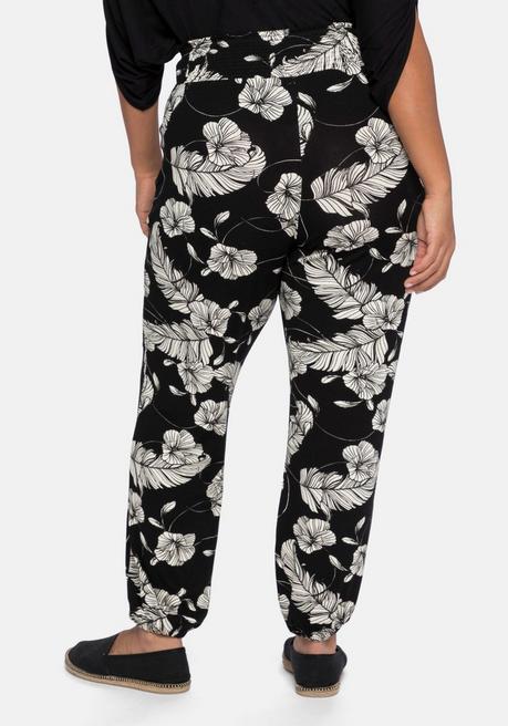 Sheego Jerseyhose Im Joggpants-Stil, Mit Alloverprint - Schwarz-weiß Sheego