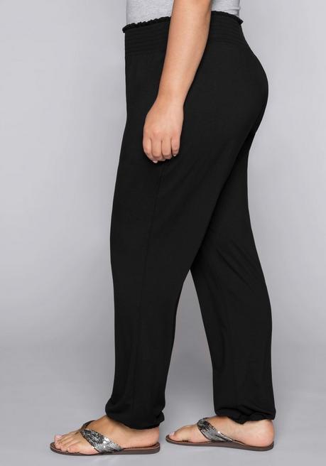 Sheego Jerseyhose Mit Breitem Smokbund - Schwarz Sheego