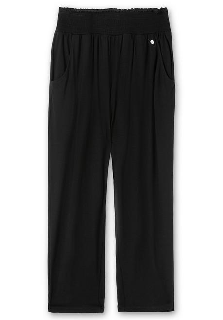 Sheego Jerseyhose Mit Breitem Smokbund Und Blumendruck - Schwarz Sheego