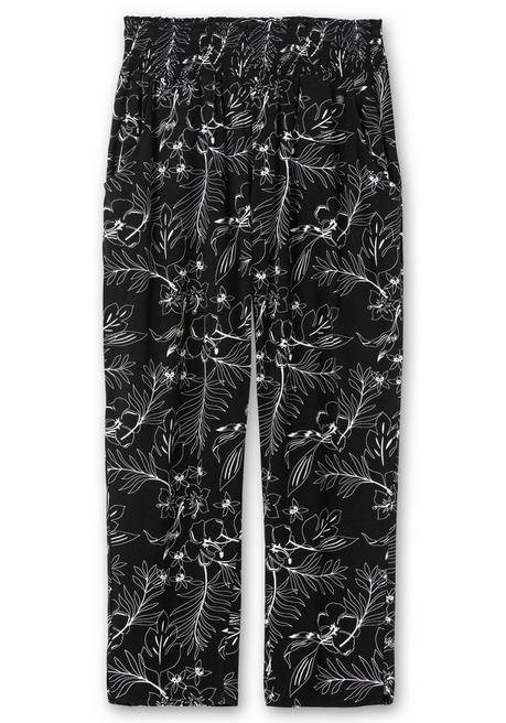 Sheego Jerseyhose Mit Breitem Smokbund Und Blumendruck - Schwarz Gemustert Sheego