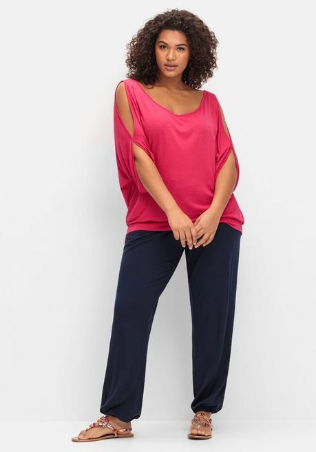 Sheego Jerseyhose Mit Smokbund Und Gummibündchen - Marine Sheego