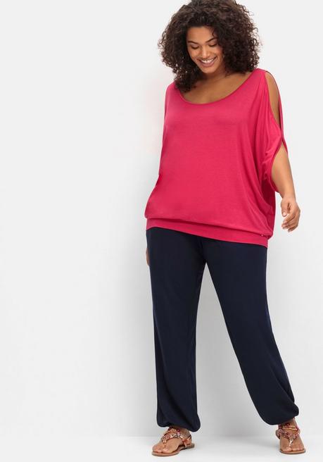 sheego Jerseyhose mit Smokbund und Gummibündchen - marine sheego