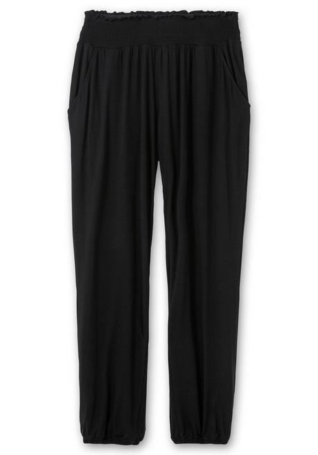 Sheego Jerseyhose Mit Smokbund Und Gummibündchen - Schwarz Sheego