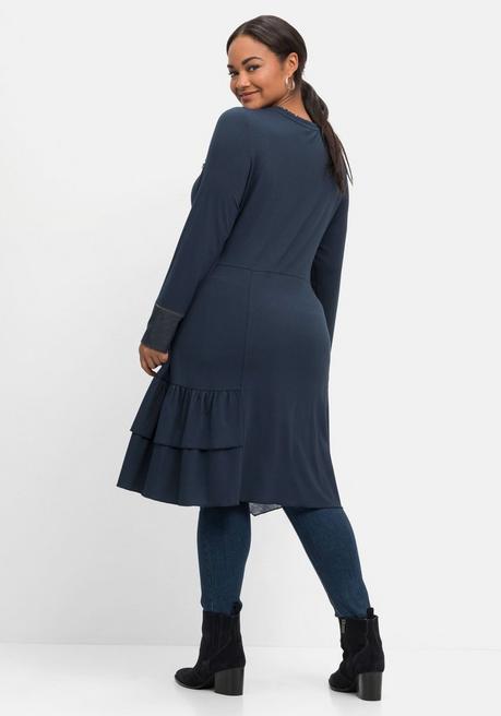 Sheego By Joe Browns Jerseykleid Im Mustermix, Leicht Elastisch - Nachtblau Sheego