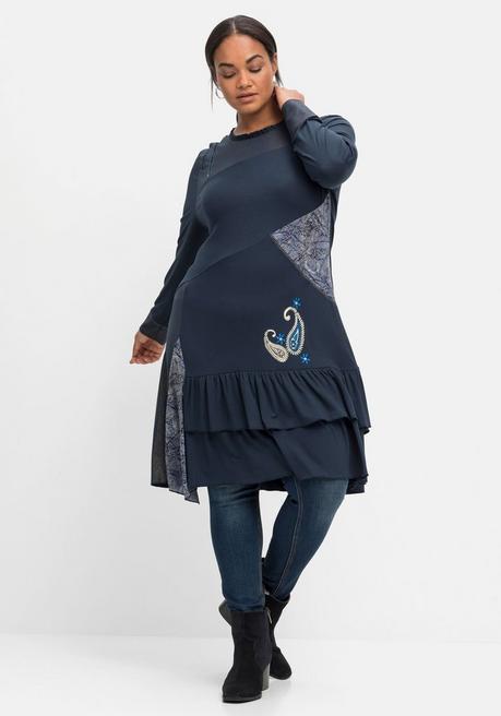 sheego by Joe Browns Jerseykleid im Mustermix, leicht elastisch - nachtblau sheego