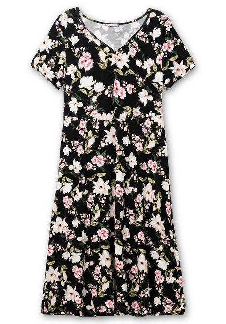 Sheego By Joe Browns Jerseykleid In Midilänge, Mit Blumendruck - Schwarz Gemustert Sheego