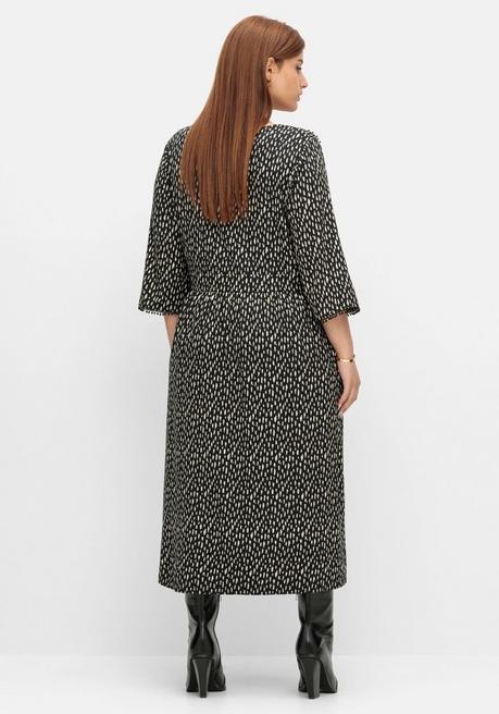 Sheego Jerseykleid In Petite Passform, Mit Allovermuster - Schwarz Gemustert Sheego