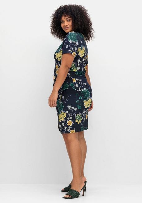 Sheego By Joe Browns Jerseykleid In Wickeloptik, Mit Alloverdruck - Nachtblau Gemustert Sheego