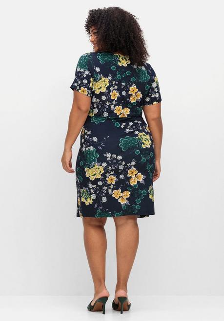 Sheego By Joe Browns Jerseykleid In Wickeloptik, Mit Alloverdruck - Nachtblau Gemustert Sheego