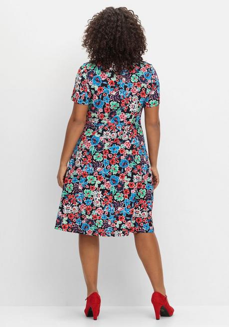 Sheego By Joe Browns Jerseykleid In Wickeloptik, Mit Blumendruck - Blau Gemustert Sheego