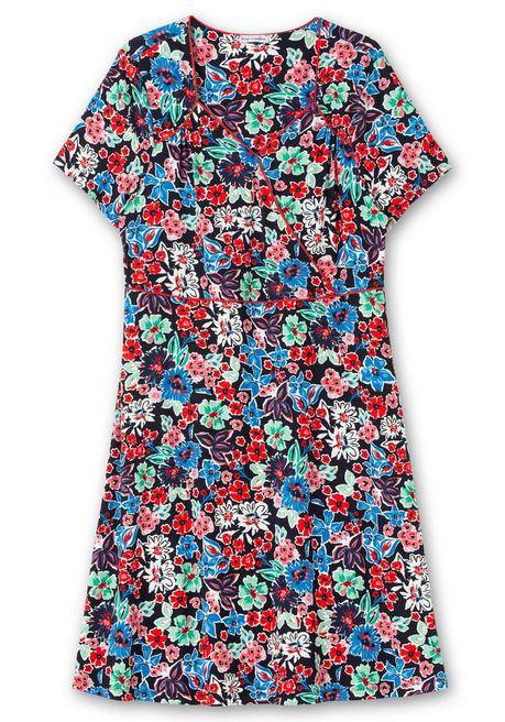 Sheego By Joe Browns Jerseykleid In Wickeloptik, Mit Blumendruck - Blau Gemustert Sheego