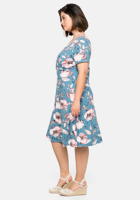 Sheego By Joe Browns Jerseykleid In Wickeloptik, Mit Blumenprint - Blau Bedruckt Sheego