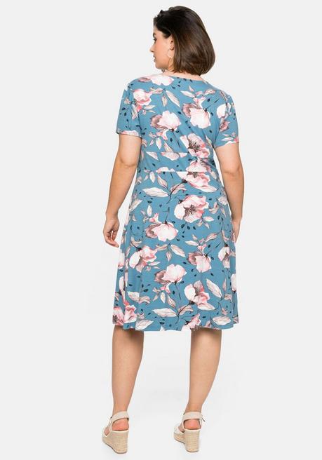 Sheego By Joe Browns Jerseykleid In Wickeloptik, Mit Blumenprint - Blau Bedruckt Sheego