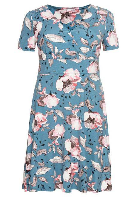 Sheego By Joe Browns Jerseykleid In Wickeloptik, Mit Blumenprint - Blau Bedruckt Sheego