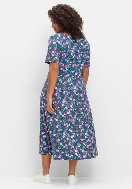 Sheego By Joe Browns Jerseykleid In Wickeloptik, Mit Floralem Druck - Blau Gemustert Sheego