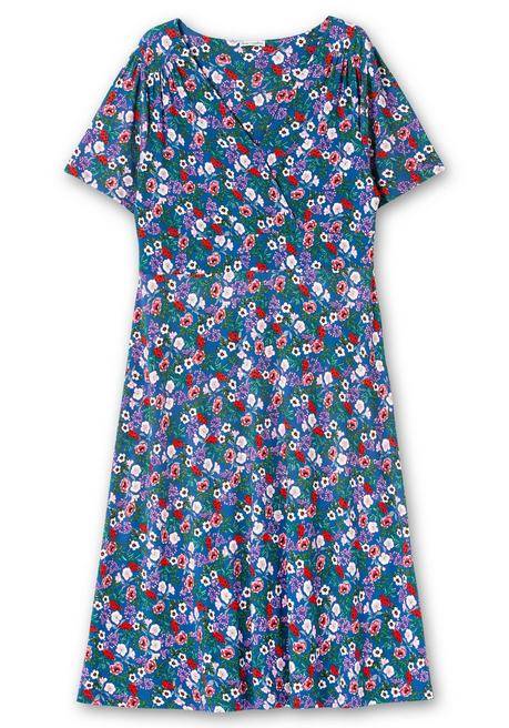 Sheego By Joe Browns Jerseykleid In Wickeloptik, Mit Floralem Druck - Blau Gemustert Sheego