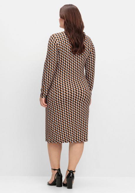 Sheego By Joe Browns Jerseykleid In Wickeloptik, Mit Grafikprint - Beigefarben Gemustert Sheego