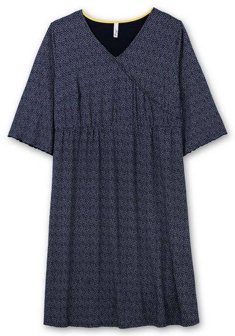 Sheego Jerseykleid In Wickeloptik, Mit Minimalprint - Nachtblau Gemustert Sheego