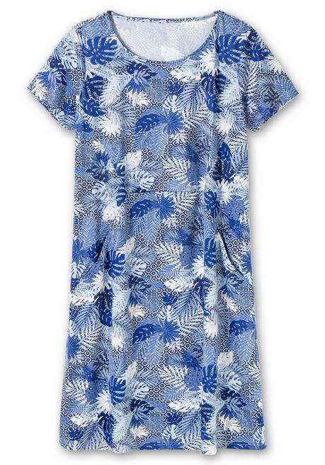 Sheego Jerseykleid Mit Alloverdruck Und Taschen - Blau Gemustert Sheego