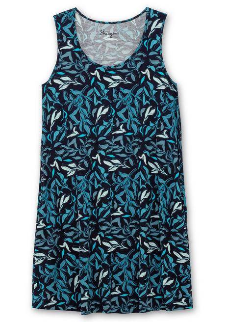 Sheego Jerseykleid Mit Blätterprint Und Taschen - Tiefblau Gemustert Sheego