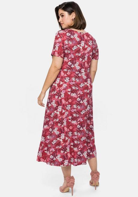 Sheego By Joe Browns Jerseykleid Mit Blumendruck, In Midi-Länge - Rot Bedruckt Sheego