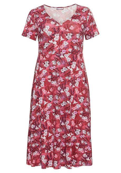 Sheego By Joe Browns Jerseykleid Mit Blumendruck, In Midi-Länge - Rot Bedruckt Sheego