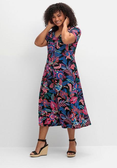 Sheego By Joe Browns Jerseykleid Mit Blumendruck - Schwarz Gemustert Sheego