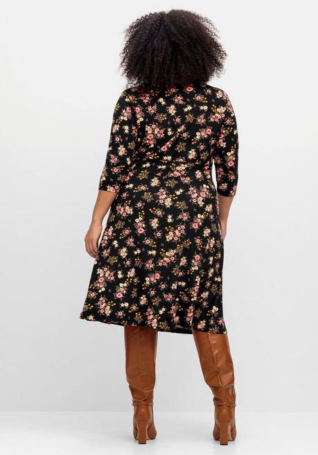 Sheego By Joe Browns Jerseykleid Mit Blumendruck Und Ausgestelltem Rock - Schwarz Gemustert Sheego