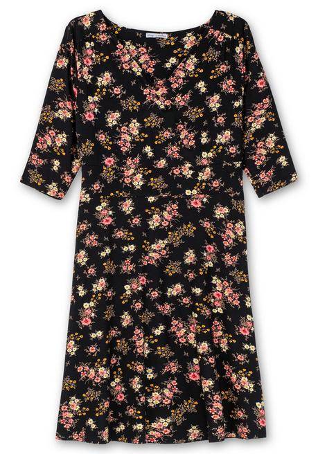 Sheego By Joe Browns Jerseykleid Mit Blumendruck Und Ausgestelltem Rock - Schwarz Gemustert Sheego