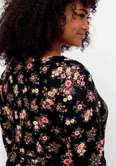 Sheego By Joe Browns Jerseykleid Mit Blumendruck Und Ausgestelltem Rock - Schwarz Gemustert Sheego