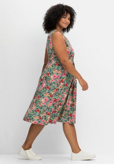 Sheego By Joe Browns Jerseykleid Mit Blumendruck Und Gelegten Falten - Petrol Bedruckt Sheego