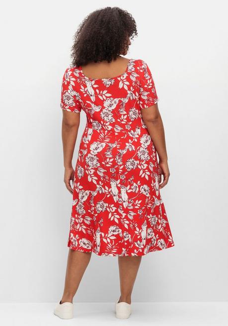 Sheego By Joe Browns Jerseykleid Mit Blumendruck Und Herzausschnitt - Rot Gemustert Sheego