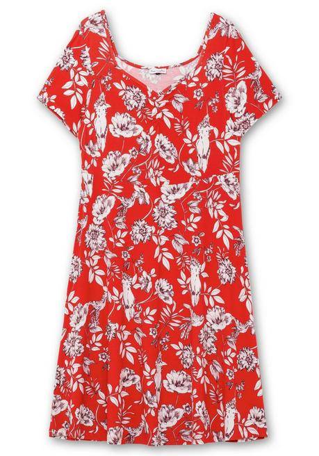 Sheego By Joe Browns Jerseykleid Mit Blumendruck Und Herzausschnitt - Rot Gemustert Sheego