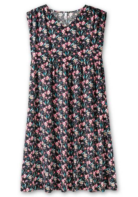 Sheego Jerseykleid Mit Blumenprint Und Weitem Rock - Schwarz Gemustert Sheego