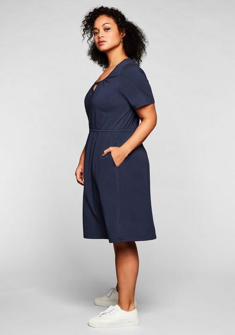 Sheego Jerseykleid Mit Cut-out Am Ausschnitt - Marine Sheego