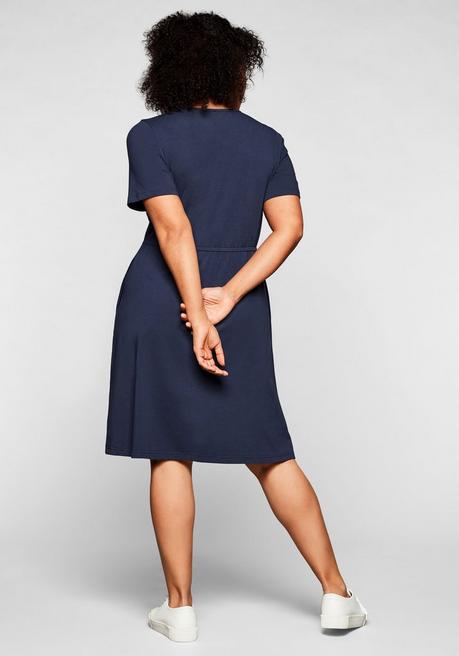 Sheego Jerseykleid Mit Cut-out Am Ausschnitt - Marine Sheego