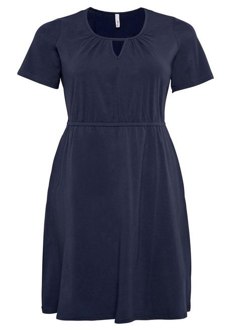 Sheego Jerseykleid Mit Cut-out Am Ausschnitt - Marine Sheego