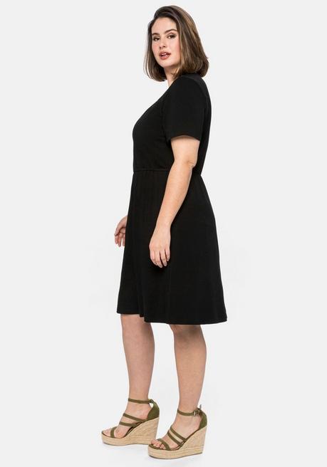 Sheego Jerseykleid Mit Cut-out Am Ausschnitt - Schwarz Sheego