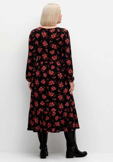 Sheego By Joe Browns Jerseykleid Mit Floralem Alloverdruck - Schwarz Gemustert Sheego