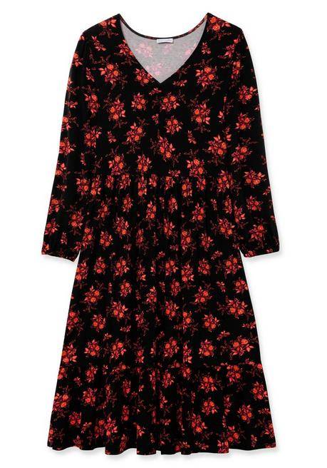 Sheego By Joe Browns Jerseykleid Mit Floralem Alloverdruck - Schwarz Gemustert Sheego