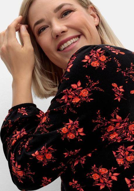 Sheego By Joe Browns Jerseykleid Mit Floralem Alloverdruck - Schwarz Gemustert Sheego