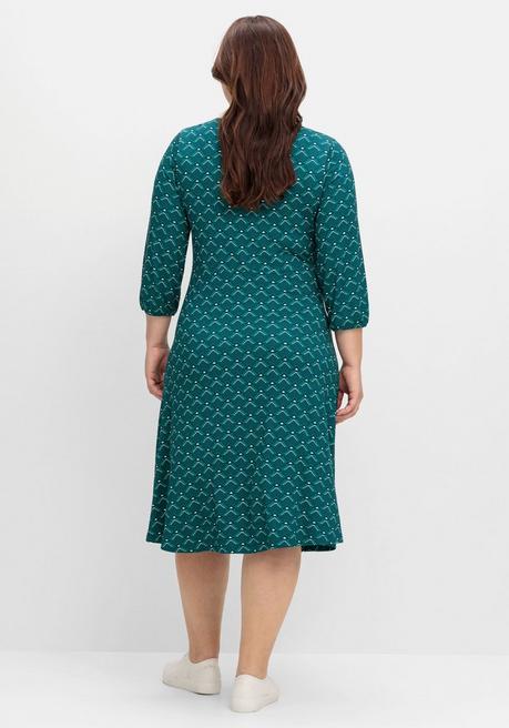 Sheego By Joe Browns Jerseykleid Mit Herzausschnitt Und Grafikprint - Tiefgrün Gemustert Sheego