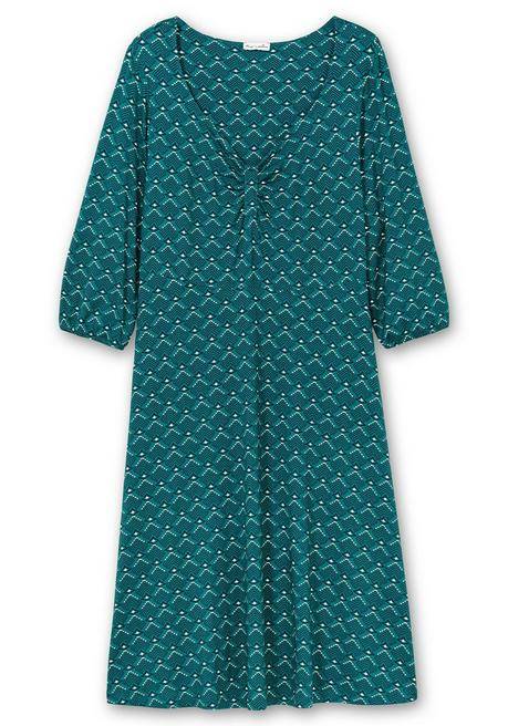 Sheego By Joe Browns Jerseykleid Mit Herzausschnitt Und Grafikprint - Tiefgrün Gemustert Sheego